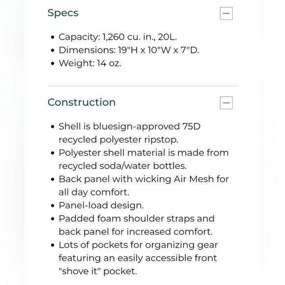 L.L. Bean 20L Stowaway Geometric Pattern Backpack - Picture 8 of 8